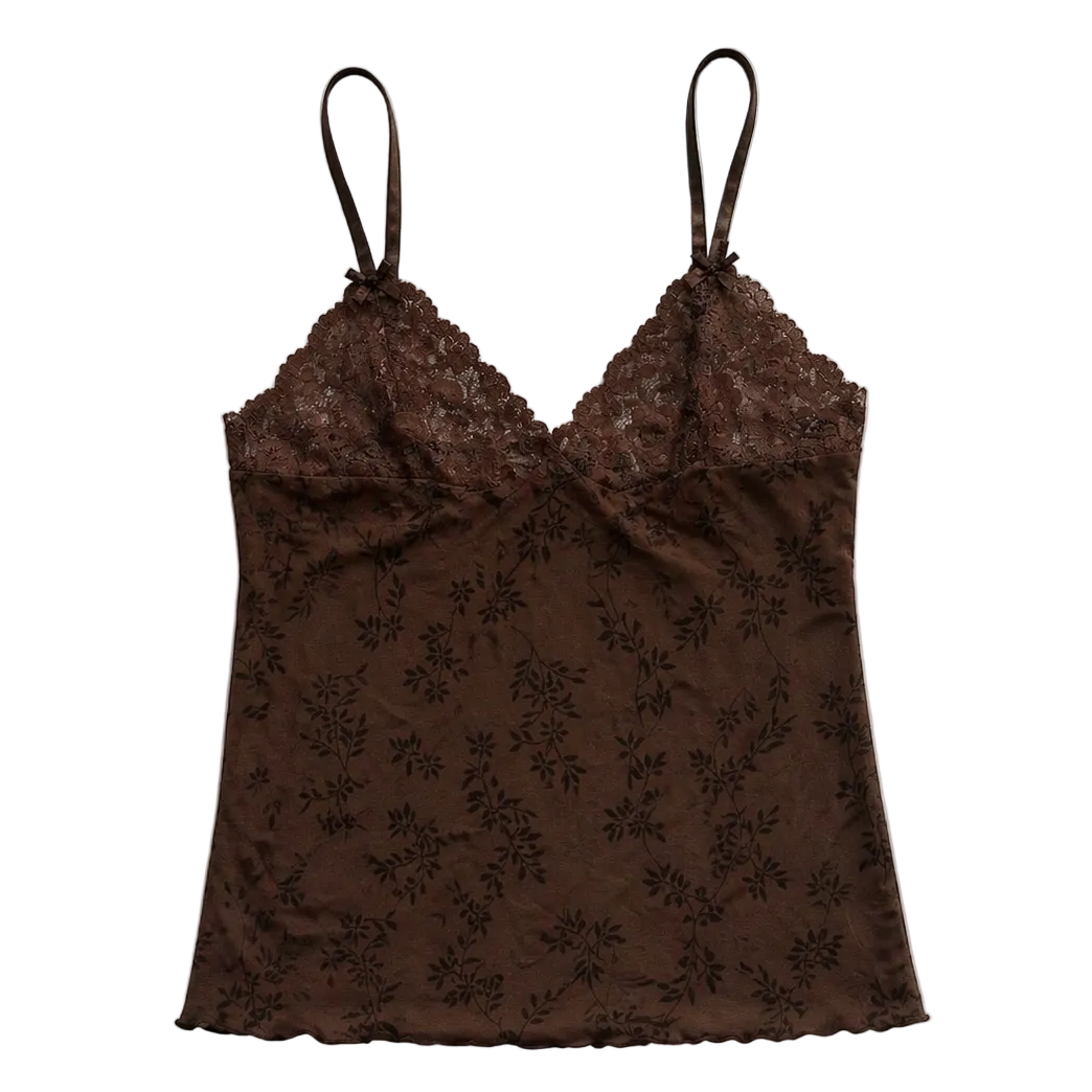 vintage brown lace fairy cami
