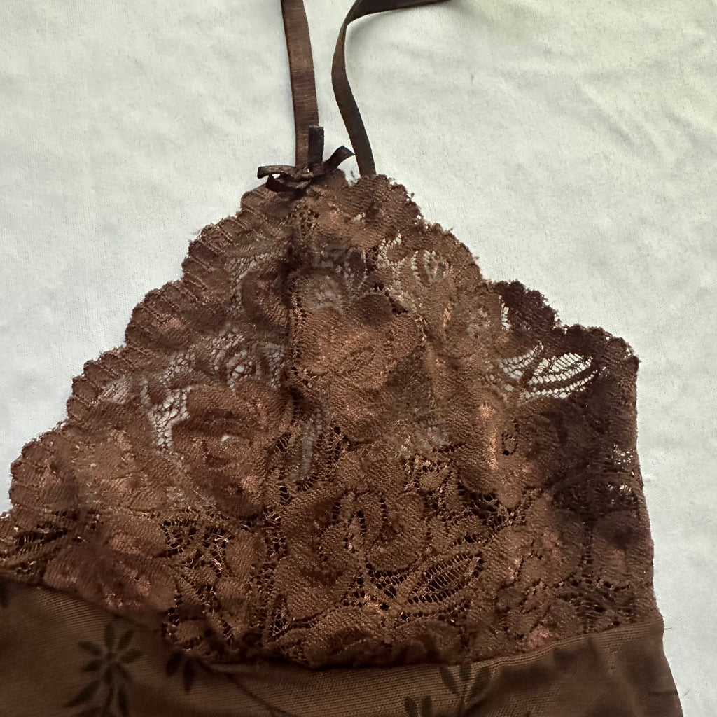 vintage brown lace fairy cami